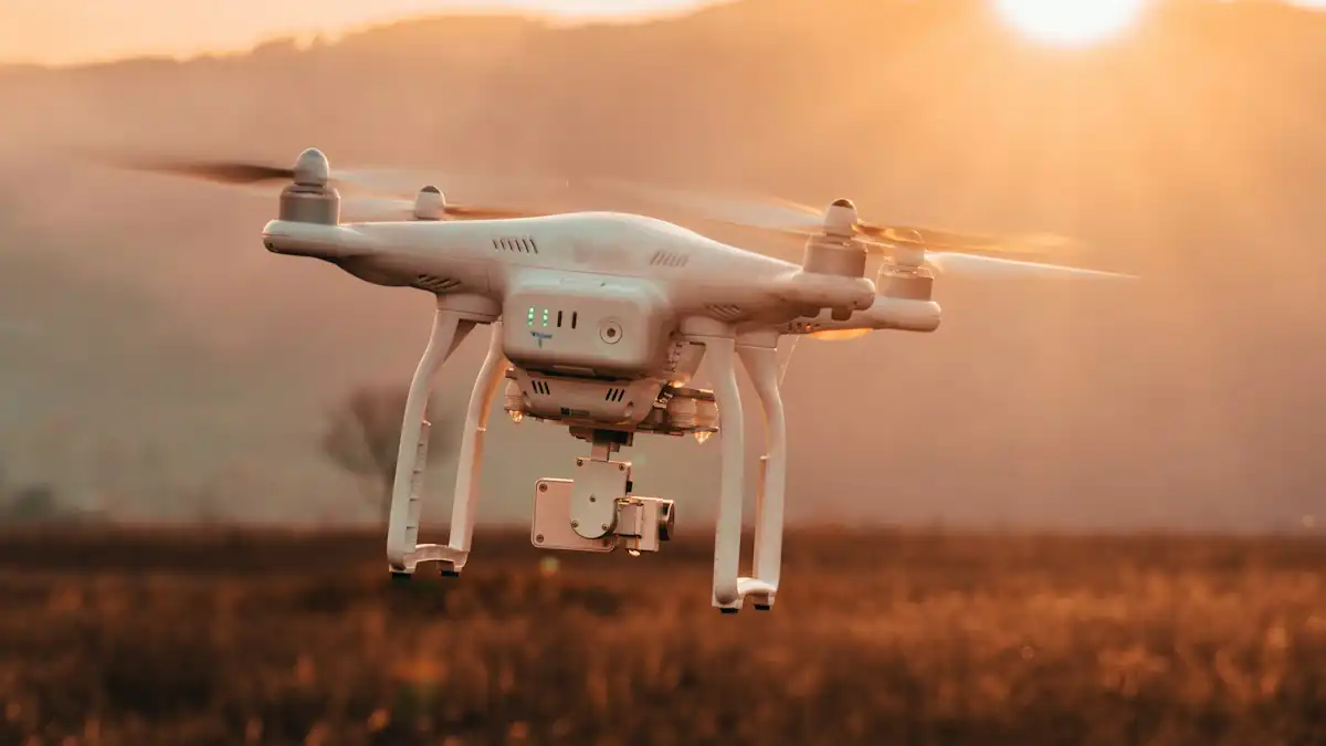 Drone terbang di udara